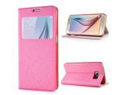 View Window Flip Stand PU Leather Case Cover For Samsung Galaxy S6 G920 Pink