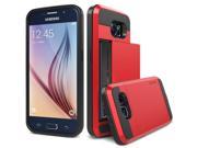 New Arrive Unique 2 In 1 Hybrid TPU And PC Card Slot Protective Phone Back Cases For Samsung Galaxy S6 G920 Red