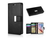 Luxury PU Leather Wallet Card Holder Flip Case Cover For Samsung Galaxy S6 G920 Black
