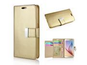 Luxury PU Leather Wallet Card Holder Flip Case Cover For Samsung Galaxy S6 G920 Gold