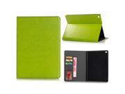 Fine Horse Skin Grain Wax Design Sleep Wake Stand PU Leather Folio Case With Card Slots For iPad Air 2 iPad 6 Green