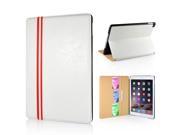 Luxury PU Leather Stripe Flip Stand Card Slot Case Cover For iPad Air 2 iPad 6 White