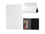 Fine Horse Skin Grain Wax Design Sleep Wake Stand PU Leather Folio Case With Card Slots For iPad Air 2 iPad 6 White