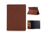 Classical Flip Stand Leather Smart Cover Case with Card Slots and Wake Sleep Function for iPad Air 2 iPad 6 Dark Brown