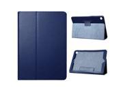 Lychee Grain Flip Stand Leather Smart Cover Case With Wake Sleep Function for iPad Air 2 Dark Blue