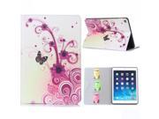 Colorful Flip Stand Leather Wake Sleep Smart Cover Case with Card Slot for iPad Air 2 iPad 6 Flower and Butterfly