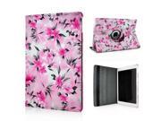 360 Degree Rotation Design Flower Pattern Stand Leather Smart Case for iPad Air 2 iPad 6 Pink