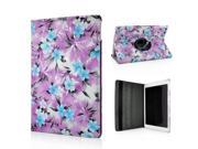 360 Degree Rotation Design Flower Pattern Stand Leather Smart Case for iPad Air 2 iPad 6 Purple