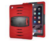Shockproof Hybrid Silicone and Plastic Stand Protective Case with Touch Screen Film for iPad Air 2 iPad 6 Red