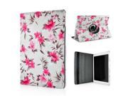 360 Degree Rotation Design Flower Pattern Stand Leather Smart Case for iPad Air 2 iPad 6 White