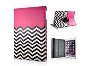 360 Degree Rotation Design Wave Pattern Stand Leather Smart Case for iPad Air 2 iPad 6 Magenta
