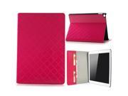 Grid Pattern Wake Sleep Dormancy Flip Stand Leather Case with Card Slot for iPad Air 2 iPad 6 Dark Magenta