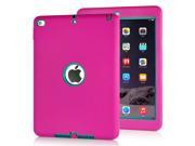Newest Heavy Duty Shockproof Rugged Armor Hybrid Plastic And Silicone Defender Case Back Cover For iPad Air 2 iPad 6 Magenta And Blue