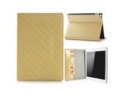 Grid Pattern Wake Sleep Dormancy Flip Stand Leather Case with Card Slot for iPad Air 2 iPad 6 Gold