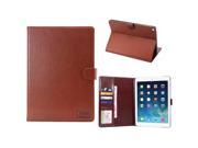 Elegant Horse Skin Sleep Wake Function Magnetic Stand Flip Leather Case with Card Slot for iPad Air 2 iPad 6 Dark Brown