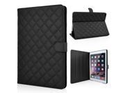 Stylish Rhombus Pattern Magnetic Flip Stand Leather Wake Sleep Smart Cover Case for iPad Air 2 iPad 6 Black