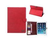 Elegant Horse Skin Sleep Wake Function Magnetic Stand Flip Leather Case with Card Slot for iPad Air 2 iPad 6 Red