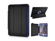 Fashion Leather And Silicone Folio Wake Sleep Stand Case Cover With Touch Through Screen Protector For iPad Air 2 iPad 6 Black And Blue