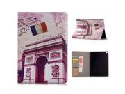 Retro Scenery Spot Design Sleep Wake Dormancy Function Stand Leather Case with Card Slot for iPad Air 2 iPad 6 Triumphal Arch