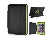 Fashion Leather And Silicone Folio Wake Sleep Stand Case Cover With Touch Through Screen Protector For iPad Air 2 iPad 6 Black And Green