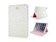 Luxury Crown Leather Smart Stand Case Cover For iPad Air 2 iPad 6 White