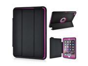 Fashion Leather And Silicone Folio Wake Sleep Stand Case Cover With Touch Through Screen Protector For iPad Air 2 iPad 6 Black And Magenta