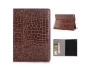 Alligator Pattern Wake Sleep Dormancy Flip Stand Leather Case with Card Slot for iPad Air 2 iPad 6 Dark Brown