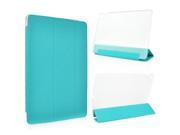 Three Fold Toothpick Grain Wake Sleep Leather Flip Transparent Back Cover Leather Case for iPad Air 2 Blue