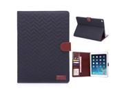 Fashionable Grid Grain Style Sleep Wake Function Magnetic Stand Flip Leather Case with Card Slot for iPad Air 2 iPad 6 Black