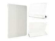 Three Fold Toothpick Grain Wake Sleep Leather Flip Transparent Back Cover Leather Case for iPad Air 2 White