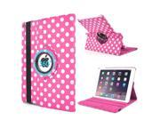 Round Dot Pattern 360 Degree Swivel Rotation Folio Leather Flip Stand Case Cover With Sleep Wake Function For iPad Air 2 iPad 6 Magenta