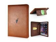 Luxury PU Leather Case With Kickstand Hand Strap Flip Cover For Apple iPad Air iPad 5 Air 2 iPad 6 Light Brown