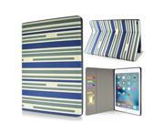 Fashion Stripes Flip Leather Case Stand Cover With Card Slots For iPad Pro 12.9 inch Green And Blue
