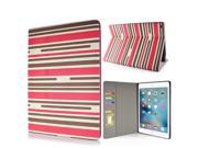 Fashion Stripes Flip Leather Case Stand Cover With Card Slots For iPad Pro 12.9 inch Pink And Coffee