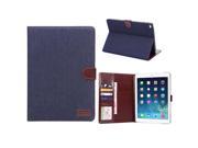 Classical Denim Magnetic Leather Flip Stand Case with Card Slots and Wake Sleep Function for iPad Air 2 iPad 6 Black