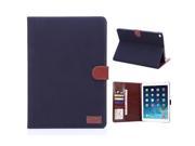 Fashionable Stand Folio Dormancy Leather Case With Card Slots For iPad Air 2 iPad 6 Dark Blue