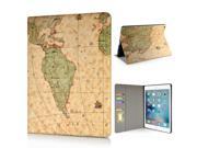 World Map Flip Stand Leather Cover Case with Card Slots For Apple iPad Pro 12.9 inch Light Brown