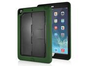 Fashionable Black Plastic and Silicone Stand Protective Case with Touch Screen Film for iPad Air Army Green