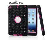 Starry Sky Glitter Bling Shock Proof Hybrid Silicone Plastic Hard Case Cover For iPad Mini 1 2 3 Black And Magenta