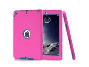 3 In 1 Fashion Silicone And Plastic Hybrid Case For iPad Air iPad 5 Magenta Silicone Blue PC
