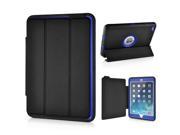 Fashion Leather And Silicone Folio Wake Sleep Stand Case Cover With Touch Through Screen Protector For iPad Mini 1 2 3 Black And Blue