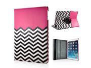 360 Degree Rotation Design Wave Pattern Stand Leather Smart Case for iPad Air iPad 5 Magenta