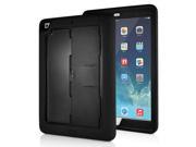 Fashionable Black Plastic and Silicone Stand Protective Case with Touch Screen Film for iPad Air Black