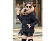 Womens Girls Short Slim Down Cotton Winter Jacket Hooded Jacket Fur Collar Warm Outwear Coat