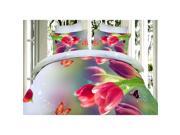 3D Active Printing Winter Queen King Size Bed Quilt Duvet Sheet Cover 5PC Set Upscale Cotton