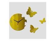 Creative Living Room Butterfly Wall Clock Acrylic Mirror golden