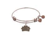 Angelica Pink Tone Brass Princess Bangle Charm Bracelet 7.25 Inches Adjustable Angelica Pink Tone Brass Princess Bangle Charm Bracelet 7.25 Inches Adjustable