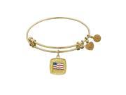 Angelica 18k Yellow Gold Over Brass American Flag Bangle Bracelet 7.25 Inches Adjustable