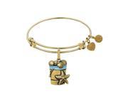 Angelica 18k Yellow Gold Over Brass 7.25 Inches Bucket Of Sea Shells Bangle Bracelet Adjustable