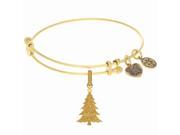 Angelica 18k Yellow Gold Over Brass Christmas Tree Bangle Bracelet 7.25 Inches Adjustable